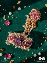 VARNAMALA ABHUSHANA - ADORNMENT OF COLORS - GOLDEN BEADS WTH COLORFUL FLORAL MOTIFS BRACELET ATTACHED WITH ADJUSTIBLE RING