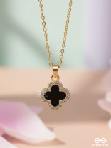 Mystic Clover - Crystal Embellished 2-in-1 Pendant (Black and White)