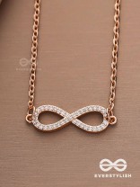 TO INFINITY AND BEYOND – CUBIC ZIRCONIA PENDANT NECKLACE WITH ANTI-TARNISH COATING