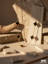 GOLDEN BLACK CLOVER -  STAINLESS STEEL NECKLACE