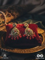 ARUNODAYA - DAWN'S BEAUTY - STONES, GLASS DROPS AND PEARLS KUNDAN HAND EMBROIDERED EARRINGS 