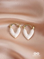 AURORA HEARTS - WHITE ENANMELED HEART STUD EARRINGS