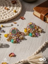 RANGVATI - FULL OF COLORS - EXQUISITE MULTI-HUED EARRINGS WITH PEARL AND CRYSTAL EMBELLISHMENTS