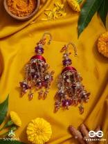 GULRATNA - JEWEL OF ROSES - HANDCRAFTED KALEERAS WITH PURPLE PETALS, PEARLS AND BEADS 