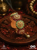 VIBHAVARI - NIGHT FULL OF SPLENDOR - MULTI-COLOR ENAMELLED KUNDAN BRACELET WITH PEARLS AND BEADS