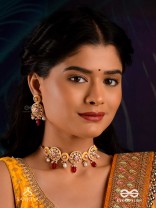 DIVYANJALI - DIVINE OFFERING - HANDMADE KUNDAN SET WITH NECKLACE AND EARRINGS 