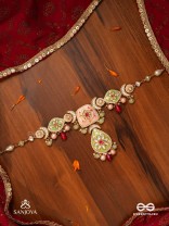 MADHUBHUSHANA - ADORNED WITH SWEETNESS - HANDCRAFTED KUNDAN ENAMEL NECKLACE WITH PEARL AND GEM DROPS