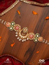 VIBHAVATI - ADORNED WITH RICHNESS - EXQUISITE KUNDAN CHOKER WITH ENAMELLED POLKI DESIGN, PEARLS AND GEMSTONES
