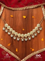 VARUNIKA - GODDESS OF WATER - GRACEFUL BLUE ENAMEL KUNDAN CHOKER WITH LUSTROUS DROPS