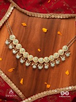 VARUNIKA - GODDESS OF WATER - GRACEFUL BLUE ENAMEL KUNDAN CHOKER WITH LUSTROUS DROPS