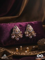 CHITRAMANI - JEWELLED ART - HANDCRAFTED KUNDAN EARRINGS WITH DETAILED ENAMEL WORK AND SOFT GEM DROPS