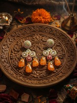 VASANTINI - SPRING’S BEAUTY - GRAND KUNDAN EARRINGS WITH PEARLS, BEADS AND GEM FRINGES