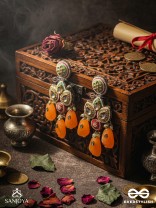 VASANTINI - SPRING’S BEAUTY - GRAND KUNDAN EARRINGS WITH PEARLS, BEADS AND GEM FRINGES