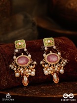 MRINALIKA - LOTUS PETAL - GRACEFUL ENAMELLED HANDCRAFTED KUNDAN EARRINGS WITH SOFT PASTEL GEMSTONES