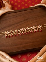 RUDRARAGA - MELODY OF RED - INTRICATE KUNDAN CHOKER WITH RUBY BEADS AND GOLDEN DETAILS