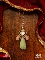 SHITALA - COOLING GRACE - CLASSIC GREEN KUNDAN POLKI MAANGTIKA WITH GOLDEN DETAILS AND SOFT GEM ACCENTS