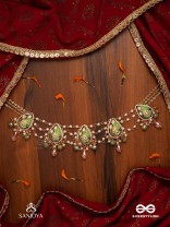 MADHURIMA - SWEET ELEGANCE - HANDCRAFTED HERITAGE KUNDAN CHOKER WITH GOLDEN POLKI AND GEM DROPS