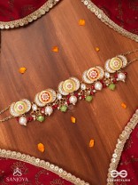 SUVARNACHANDRA - GOLDEN MOON - ROYAL KUNDAN CHOKER WITH ORNATE CRESCENT DESIGNS AND GEM EMBELLISHMENTS