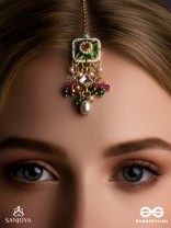 RANIRAGA - QUEEN’S MELODY- EXQUISITE KUNDAN MAANGTIKA WITH FLORAL ENAMEL WORK, BEADS AND PEARLS