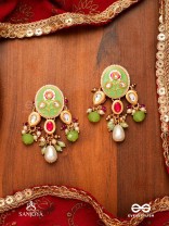 KARUNYA - GRACEFUL AURA- INTRICATE KUNDAN EARRINGS WITH PEARLS, BEADS AND GEMSTONES