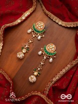 SOMALEKHA - MOON’S TRACE- MODERN YET TRADITIONAL KUNDAN EARRINGS WITH LUSTROUS PEARLS AND BEADS