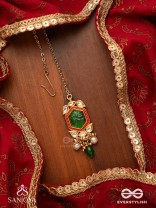 PITAMBRINI - ADORNED IN YELLOW- KUNDAN HANDCRAFTED MAANGTIKA WITH PEARLS AND BEADS