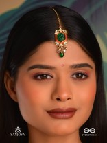 PITAMBRINI - ADORNED IN YELLOW- KUNDAN HANDCRAFTED MAANGTIKA WITH PEARLS AND BEADS