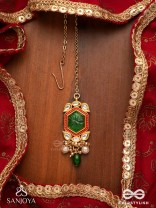 PITAMBRINI - ADORNED IN YELLOW- KUNDAN HANDCRAFTED MAANGTIKA WITH PEARLS AND BEADS