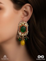 PITAMBRINI - ADORNED IN YELLOW- KUNDAN HANDCRAFTED EARRINGS WITH PEARLS AND BEADS