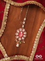 LALIMA - TINT OF PINK- HAND EMBROIDERED MAANGTIKA WITH PEARL DROPLETS AND GEMSTONES