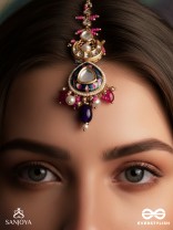 KUMUDRAAG - BLOOMING AT NIGHT-  INTRICATE ENAMELLED HANDCRAFTED KUNDAN MAANGTIKA WITH PEARLS AND BEADS