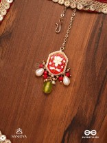 PADMALATA - LOTUS CREEPER - ENAMELED LOTUS PATTERN MAANGTIKA WITH PEARLS AND BEAD DROPS