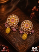 MADHUVARNIKA - HONEY HUE- SOFT FEMININE KUNDAN EARRINGS FEATURING PEARLS AND PASTEL GEMSTONE DROPS