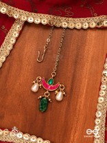 TRIKONIKA - TRIANGULAR BEAUTY- MAANGTIKA WITH RED CRESCENT, PEARLS AND BEADS