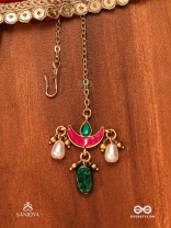 TRIKONIKA - TRIANGULAR BEAUTY- MAANGTIKA WITH RED CRESCENT, PEARLS AND BEADS