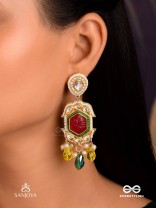 SURYAPRABHA - SUN’S AURA- LUXE HERITAGE KUNDAN EARRINGS WITH PEARLS, BEADS AND GEMSTONES
