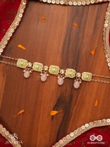 MRIDULPADMA - GENTLE LOTUS- DELICATE KUNDAN NECKPIECE WITH FLORAL MOTIFS, BEADS AND PEARLS