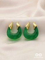 EMERALD EMBRACE-  TRANSLUCENT GREEN HOOPS