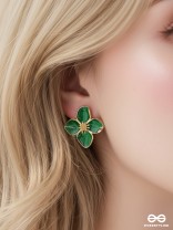 EMERALD BLOOM- STATEMENT FLORAL STUDS