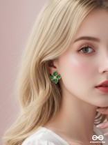 EMERALD BLOOM- STATEMENT FLORAL STUDS