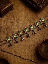 SPRING WHIM- OXIDISED FLORAL CHARM CHOKER