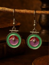 CANDY SWIRL - CIRCULAR ENAMELLED OXIDISED EARRING