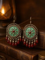 BLUE BURST- ENAMELLED OXIDISED EARRING