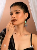 INDIGO DRIZZLE - STATEMENT DOME EARRING