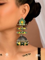 FOLK BLOOM - OXIDISED ENAMEL JHUMKA EARRING