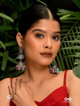 FOLK BLOOM - STATEMENT OXIDISED JHUMKA