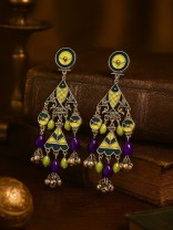 BREEZY BLOOM- ENAMELLED FOLK-INSPIRED OXIDISED EARRING