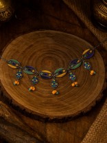 RANG PANCHAMI- BRIGHT ENAMELLED OXIDISED CHOKER