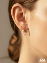 HONEY HALO – WARM GOLDEN PEARL HOOP STUDS