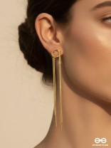 GOLD DRAPE – STATEMENT LINEAR GOLDEN DANGLERS